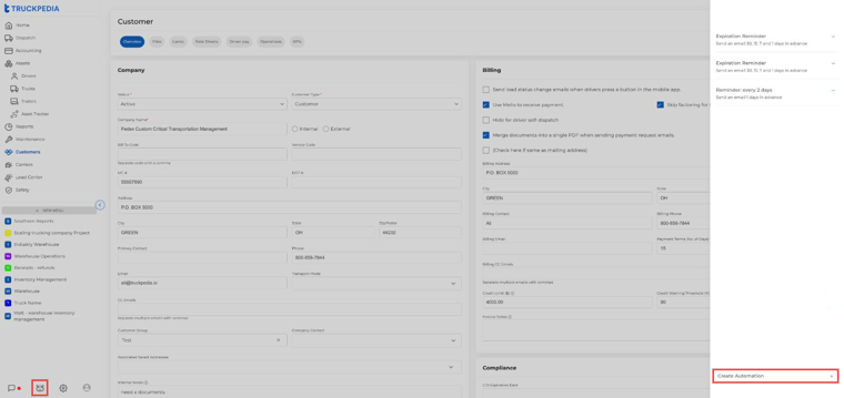Automations icon and Create Automation