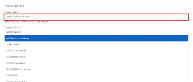 Trigger option list