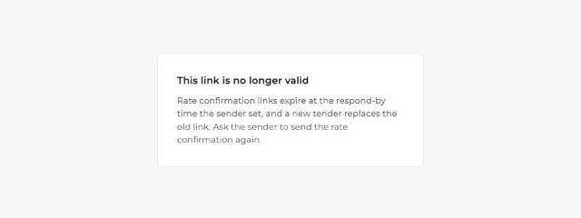 This link is no longer valid message on the carrier page