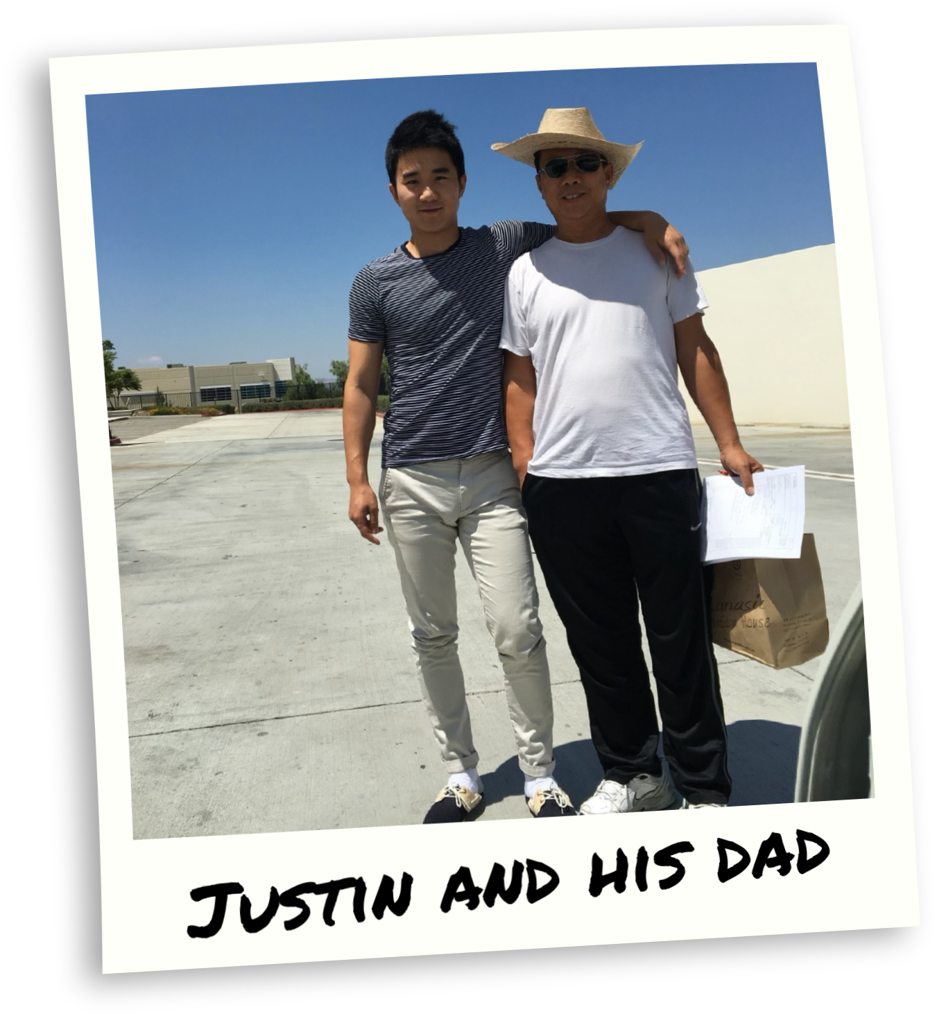 Justin and his dad polaroid